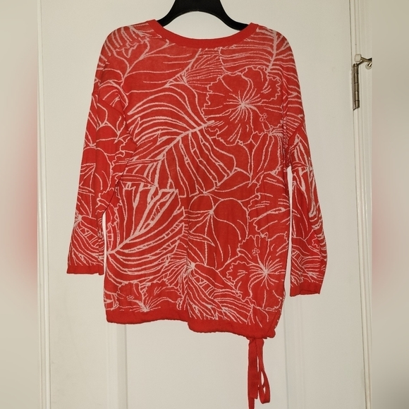 Tommy Bahama‎ Island Bloom Jacquard Tie Sweater Poppy Red - Picture 2 of 5